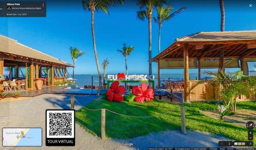 a rendering of a resort with palm trees and the ocean at Village Muta in Porto Seguro