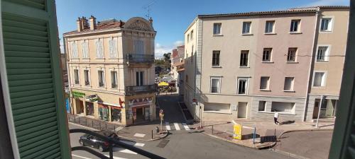 an overhead view of a city street with buildings at 123 Sadi Carnot, classé 2 étoiles in Saint-Raphaël
