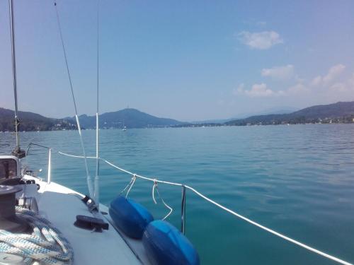 a boat on a large body of water at Apartment and more in Klagenfurt