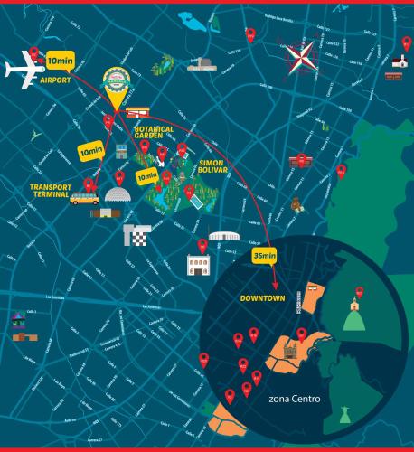 a map of guatemala and its attractions at Mandala Yoga Hostel in Bogotá
