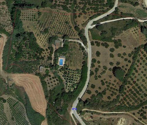 a map of a field with a road at Egesta, villa with private pool in Calatafimi