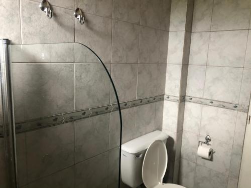 une salle de bain avec douche et toilettes dans l'établissement Ruffus's Apple Cipolletti, à Cipolletti