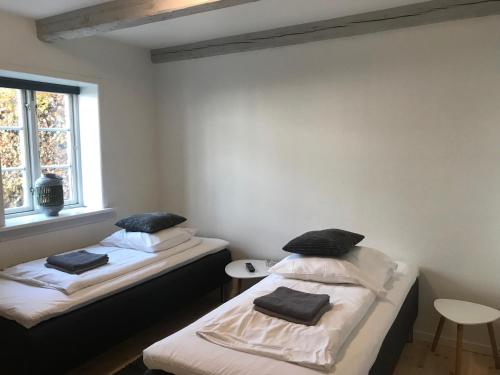 Un pat sau paturi într-o cameră la Det Gamle Apothek