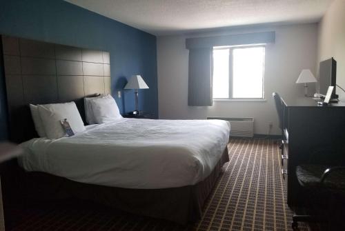 um quarto de hotel com uma cama grande e uma janela em Baymont Inn & Suites Richmond em Richmond