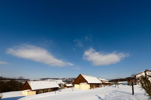 a group of houses covered in snow at JUFA Hotel Tieschen in Tieschen