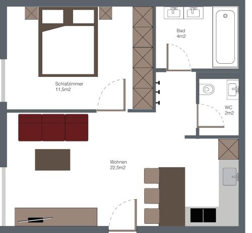 a schematic plan of a house at Bühlhof Appartements in Lech am Arlberg