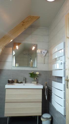 a bathroom with a sink and a mirror at Forêt de nieppe in Merville