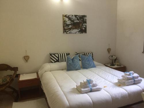 a bedroom with a bed with towels on it at Agriturismo Pranu in Sorgono