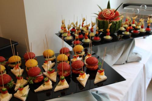 a bunch of appetizers on a table at Hotel Drei Kronen in Lippstadt