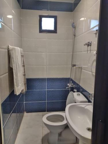 une salle de bains avec toilettes et lavabo dans l'établissement Horizon, à Wadi Musa