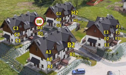 a model of a house with numbers on it at Apartament DOLOMITI in Jaworki