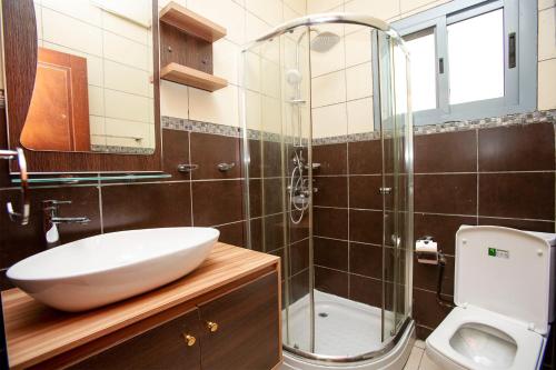 a bathroom with a sink and a shower and a toilet at T-RESIDENCE in Douala