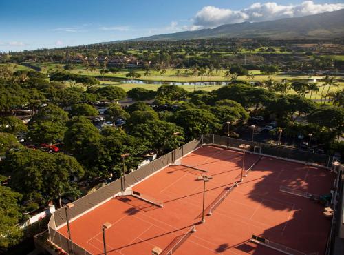 an overhead view of a tennis court in a city at Kaanapali Alii in Lahaina
