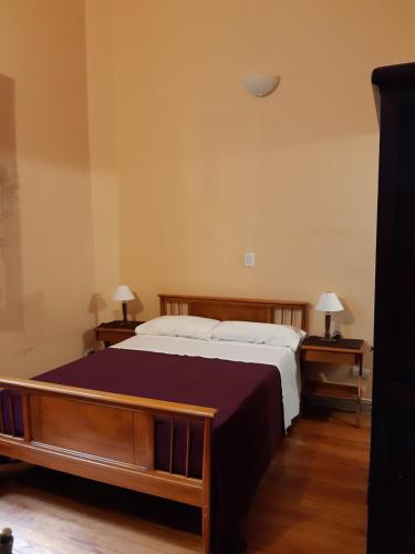 布宜諾斯艾利斯的住宿－Hotel El Pibe，一间卧室设有一张大床和两个床头柜