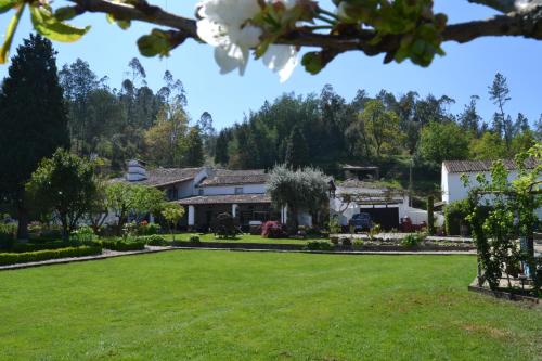 a house with a large lawn in front of it at Quintal De Alem Do Ribeiro-Turismo Rural in Lousã