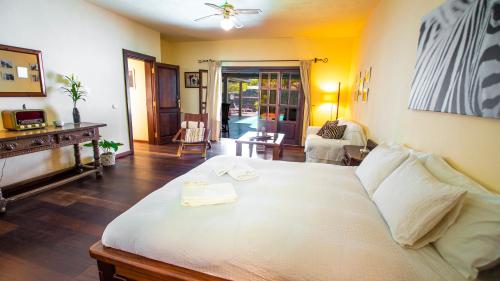 a bedroom with a large white bed in a room at Villa Ana in Costa Teguise