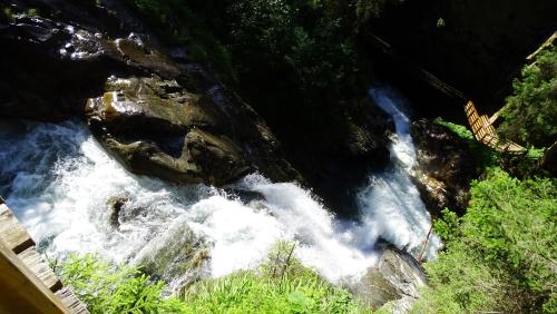 an aerial view of a waterfall in a river at Ferienhaus-Römerthurm in Schöder