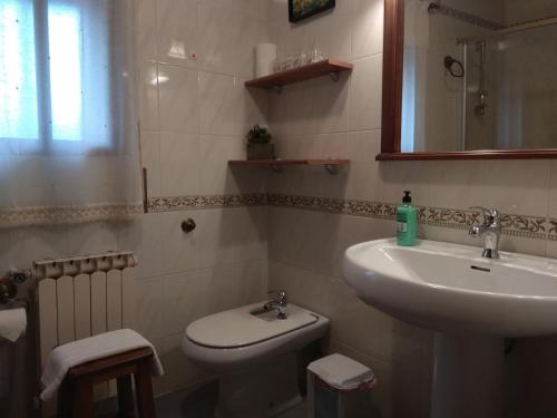 a bathroom with a sink and a toilet at Casa Rural Las Tuyas en Segovia in Palazuelos de Eresma