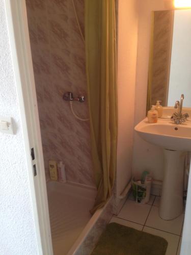 une salle de bain avec douche et lavabo dans l'établissement aqualand sopraland, au Cap d'Agde