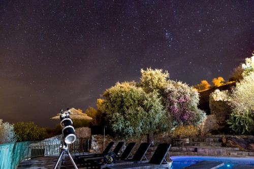 a starry night with a camera on a tripod at Estalagem de Monsaraz in Monsaraz