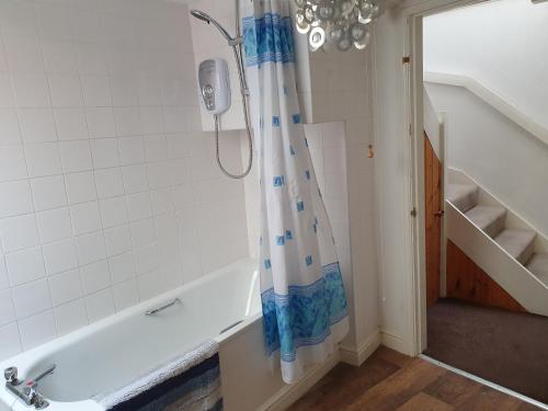 a bathroom with a shower and a bath tub at Chartwell Retreat in Whitby