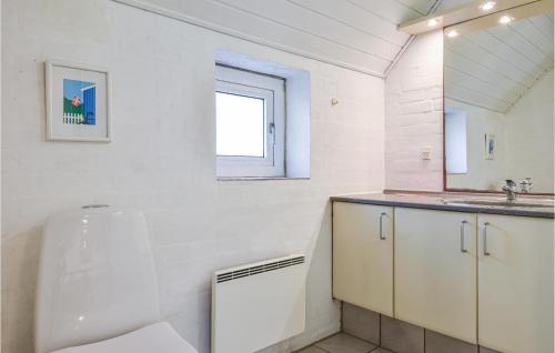 ØhuseにあるBeautiful Home In Ulfborg With Kitchenのバスルーム(トイレ、洗面台付)、窓が備わります。
