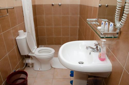 a bathroom with a toilet and a sink at The Noble Hotel & Conference Centre in Eldoret