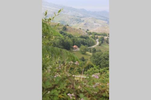 a view of a hill with a road in the distance at Los Pradones in San Roque de Ríomiera