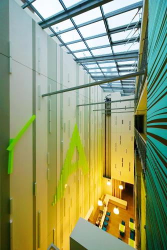 a view of a building with a glass ceiling at Atrium Fashion Hotel in Budapest