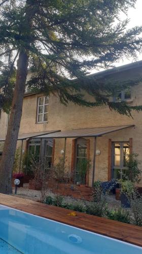 a house with a tree in front of it at Matin de Saône in Fontaines-Saint-Martin
