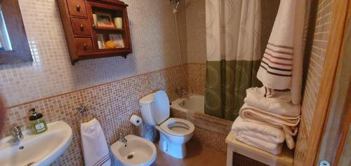 a bathroom with a toilet and a sink at Apartamento Naturaleza 2000 Jaca 1º in Jaca