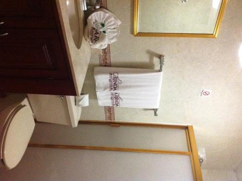 a bathroom with rolls of toilet paper on the wall at Hotel La Rienda Mision Tequillan in Tequila