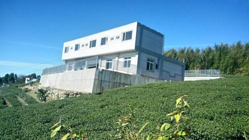 a building on top of a grassy hill at 紫龍星空民宿 in Leye