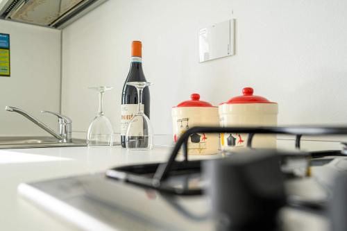 Kuchyň nebo kuchyňský kout v ubytování Hotel & Apartments " Perpoin "