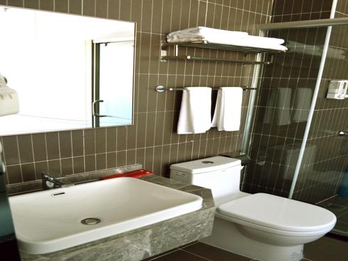 Koupelna v ubytování Thank Inn Plus Hotel Hebei Chengde City Chengde County Nanhuan Road
