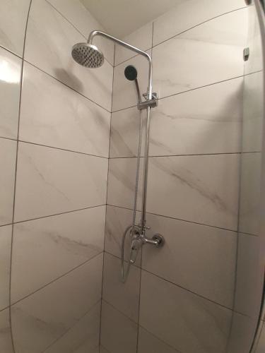 a shower with a glass door in a bathroom at VILLA KORANA in Barilović