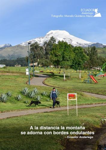 a man walking two dogs in a park at Hospedaje San Fernando in Cayambe