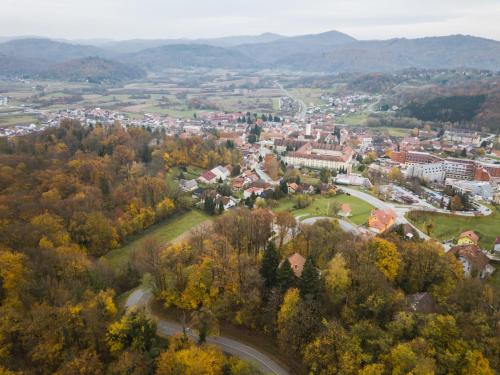 an aerial view of a small town in the mountains at Old Chestnut Vacation Home in Varaždinske Toplice