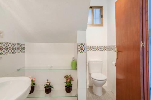 een kleine badkamer met een toilet en een wastafel bij Apartment Vista de Pájaro in Mijas