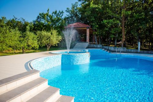メジュゴリエにあるVilla Monako 2000のスイミングプール中央の噴水