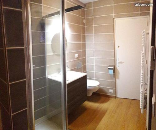 a bathroom with a sink and a toilet at Maison 10 personnes Chez Perrine et Nicolas in La Bourboule