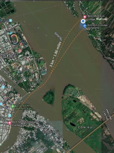 a map of a river with a boat at Binh Minh Eco Lodge in Can Tho