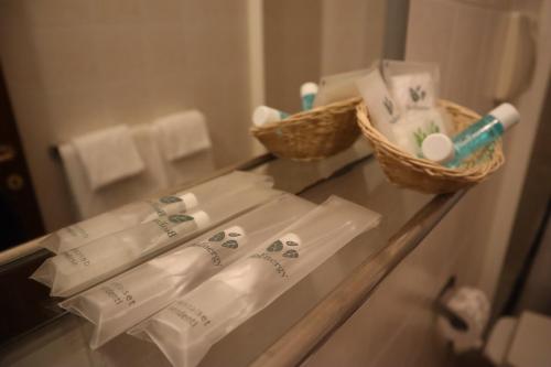 Koupelna v ubytování Albergo Salerno