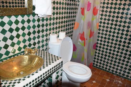 a bathroom with a sink and a toilet at Kasbah Assafar in Kalaat MGouna