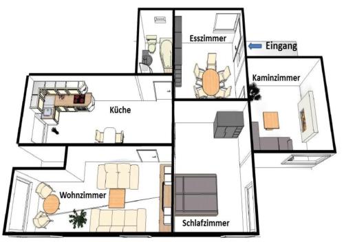 Pelan lantai bagi Ferienwohnung Deutschmann