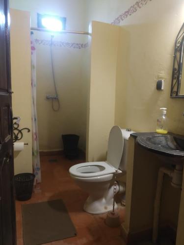 a bathroom with a toilet and a sink at Maison Riad Tamarighte in Merzouga