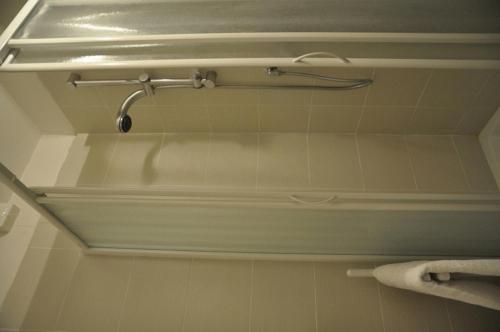 a bathroom with a shower head on the ceiling at Hotel Regina in Florence