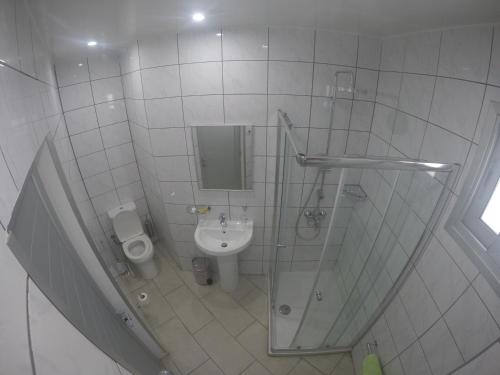 Koupelna v ubytování Asty Hotel