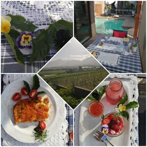 a collage of pictures of a table with food and a drink at Wellington Country House in Wellington