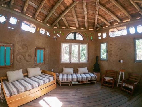 Katil atau katil-katil dalam bilik di Flor de Vida Geocabañas - Domos Geodésicos